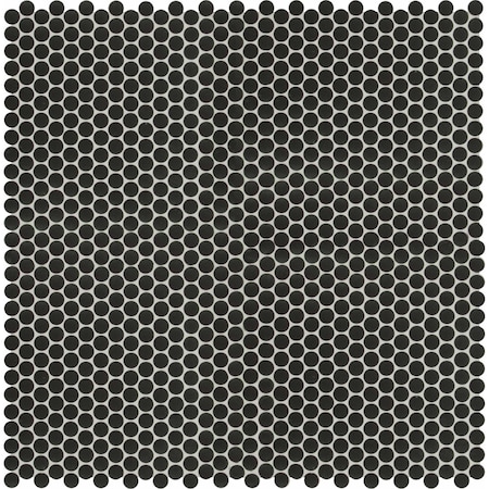 Penny Round Nero 12.32 In. X 11.38 In. X 6Mm Porcelain Mesh-Mounted Mosaic Tile, 15PK